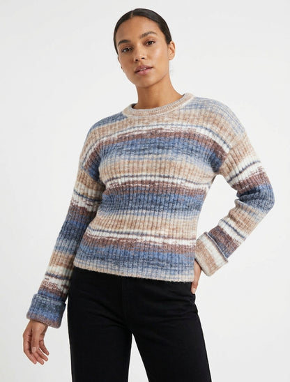 Pull coloré à manches à revers - Bleu