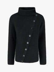 Pull uni à fermeture boutonnée - Noir - 1