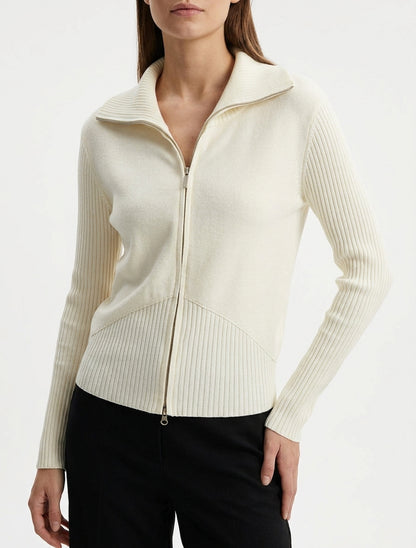 Gilet en maille zippé - Crème