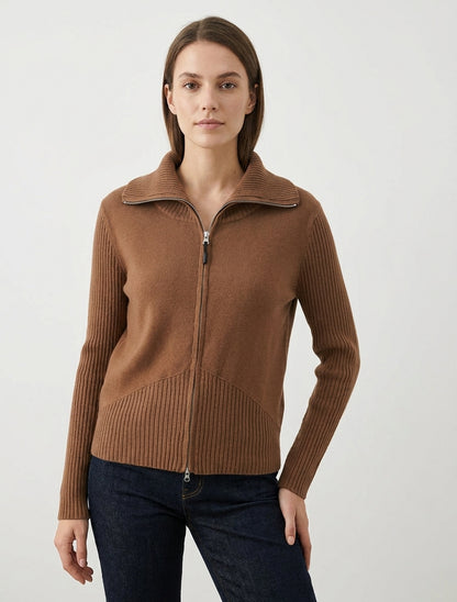 Gilet en maille zippé - Camel