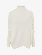 Pull overzise asymétrique à col montant - Crème - 1
