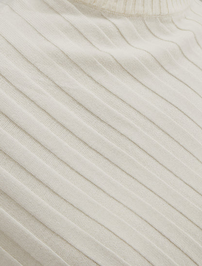 Pull overzise asymétrique à col montant - Crème - 3