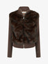 Veste côtelée à empiècement fourrure synthétique - Marron - 1