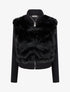 Veste côtelée à empiècement fourrure synthétique - Noir - 1