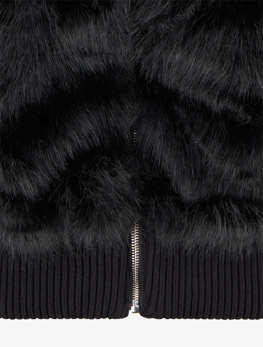 Veste côtelée à empiècement fourrure synthétique - Noir - 3