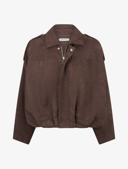 Bomber uni effet daim - Marron - 1