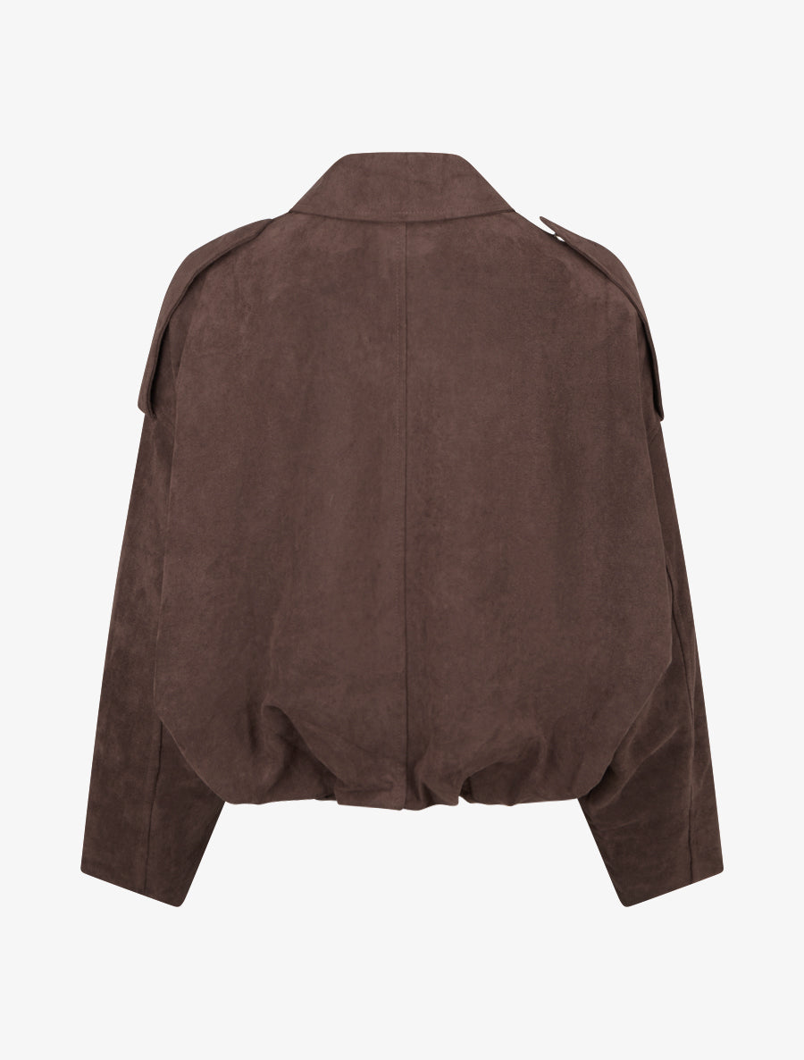 Bomber uni effet daim - Marron - 2