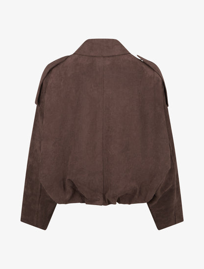 Bomber uni effet daim - Marron - 2