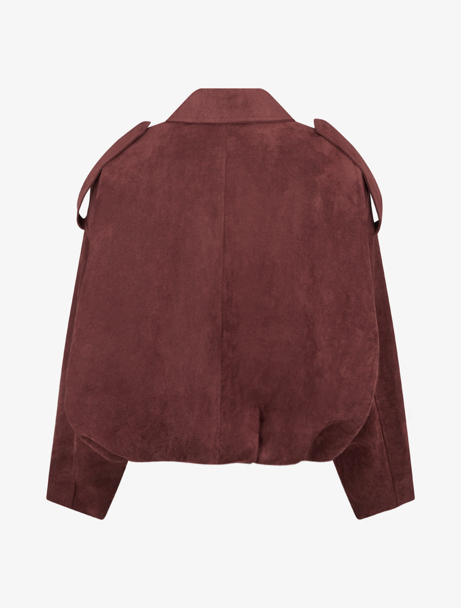 Bomber uni effet daim - Bordeaux - 2