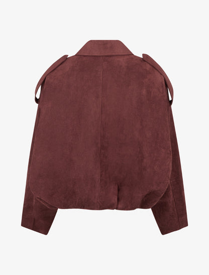 Bomber uni effet daim - Bordeaux - 2