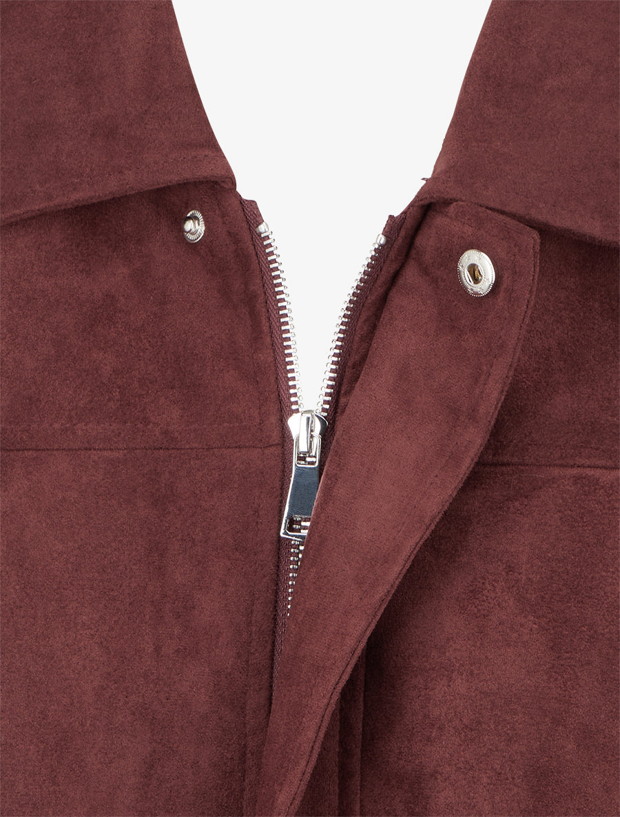 Bomber uni effet daim - Bordeaux - 3