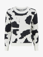 Pull en maille imprimé vache - Blanc - 1