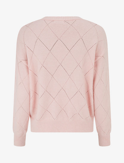 Pull uni en maille à col rond - Rose - 2