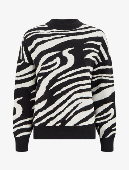 Pull ample imprimé zèbre - Blanc - 1
