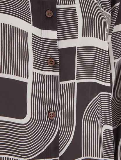 Chemise fluide transparente imprimé graphique - Chocolat - 3
