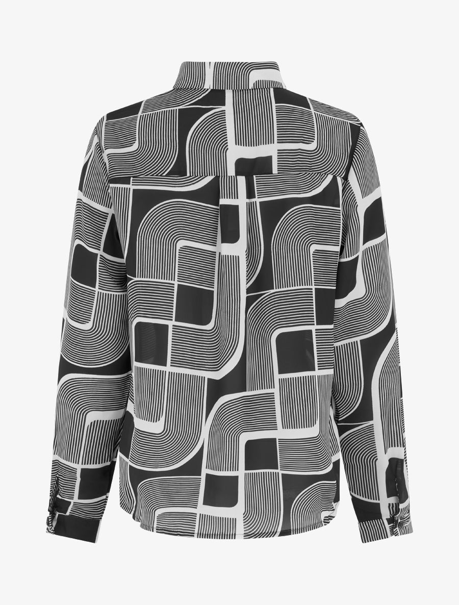 Chemise fluide transparente imprimé graphique - Noir - 2