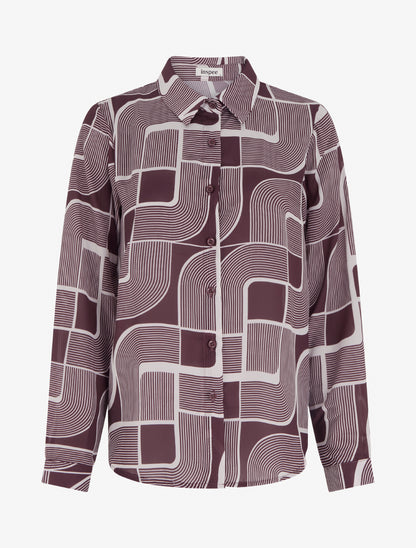 Chemise fluide transparente imprimé graphique - Prune - 1