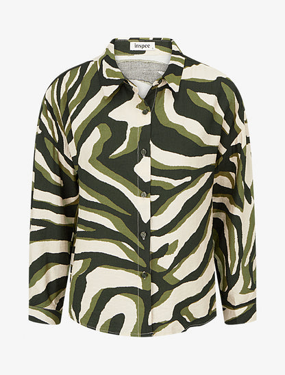 Chemise fluide imprimé tigré - Kaki - 1