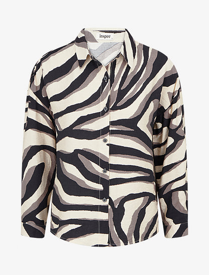 Chemise fluide imprimé tigré - Taupe - 1