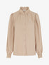 Blouse fluide col mao en dentelle - Beige - 1