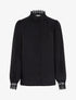 Blouse fluide col mao en dentelle - Noir - 1