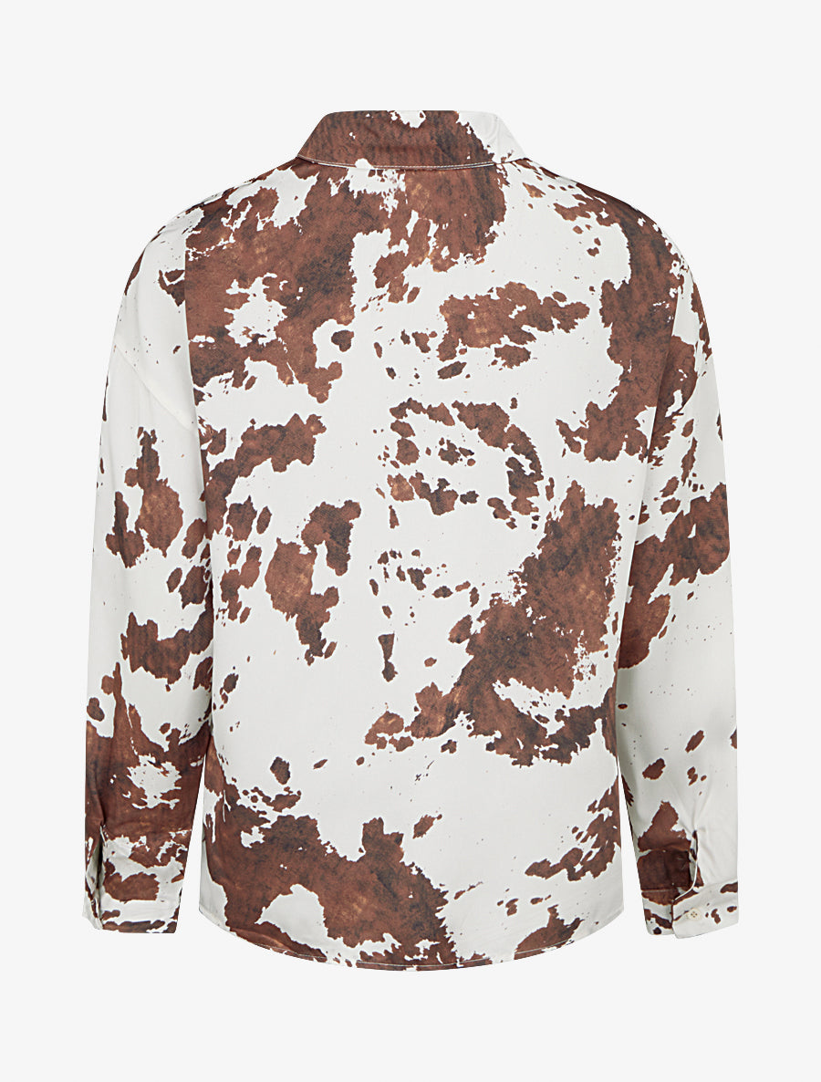 Chemise fluide satinée imprimé vache - Marron - 2