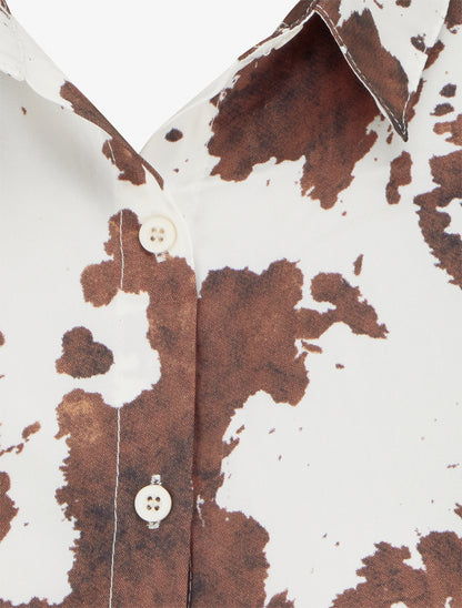 Chemise fluide satinée imprimé vache - Marron - 3