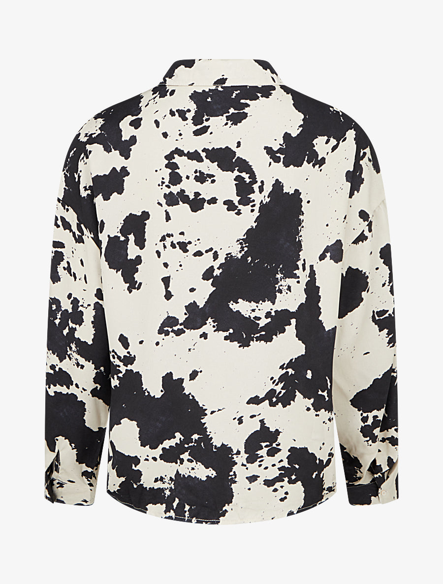 Chemise fluide satinée imprimé vache - Noir - 2