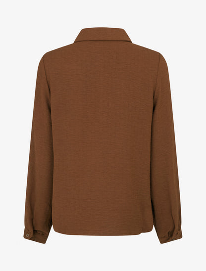 Chemise fluide empiècement dentelle - Camel foncé - 2