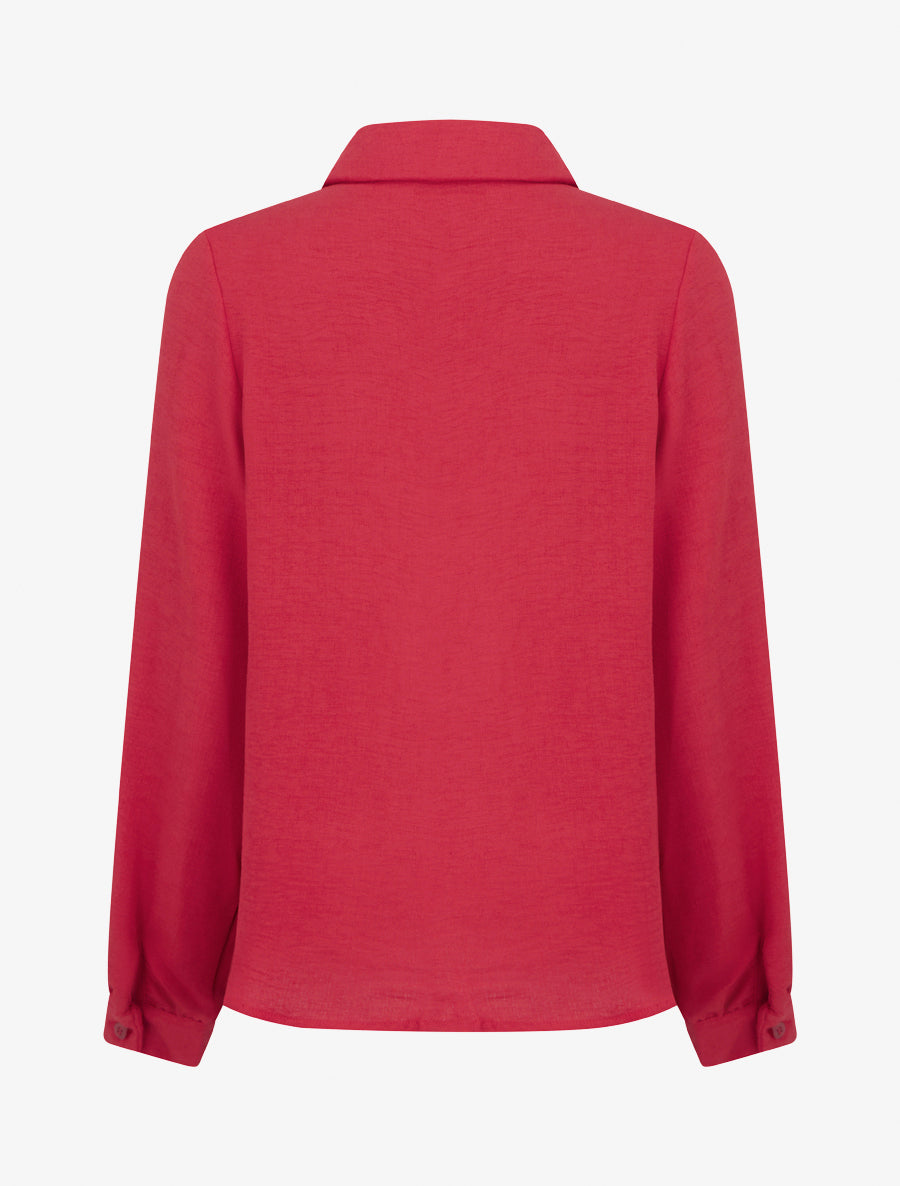 Chemise fluide empiècement dentelle - Rouge - 2