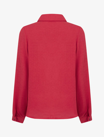 Chemise fluide empiècement dentelle - Rouge - 2