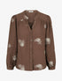 Blouse fluide à broderies florales - Marron - 1