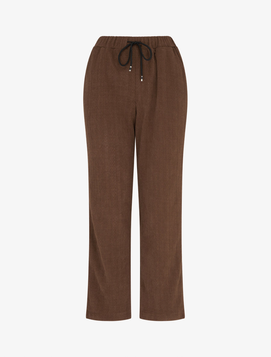 Pantalon droit en velours style maille - Marron - 1