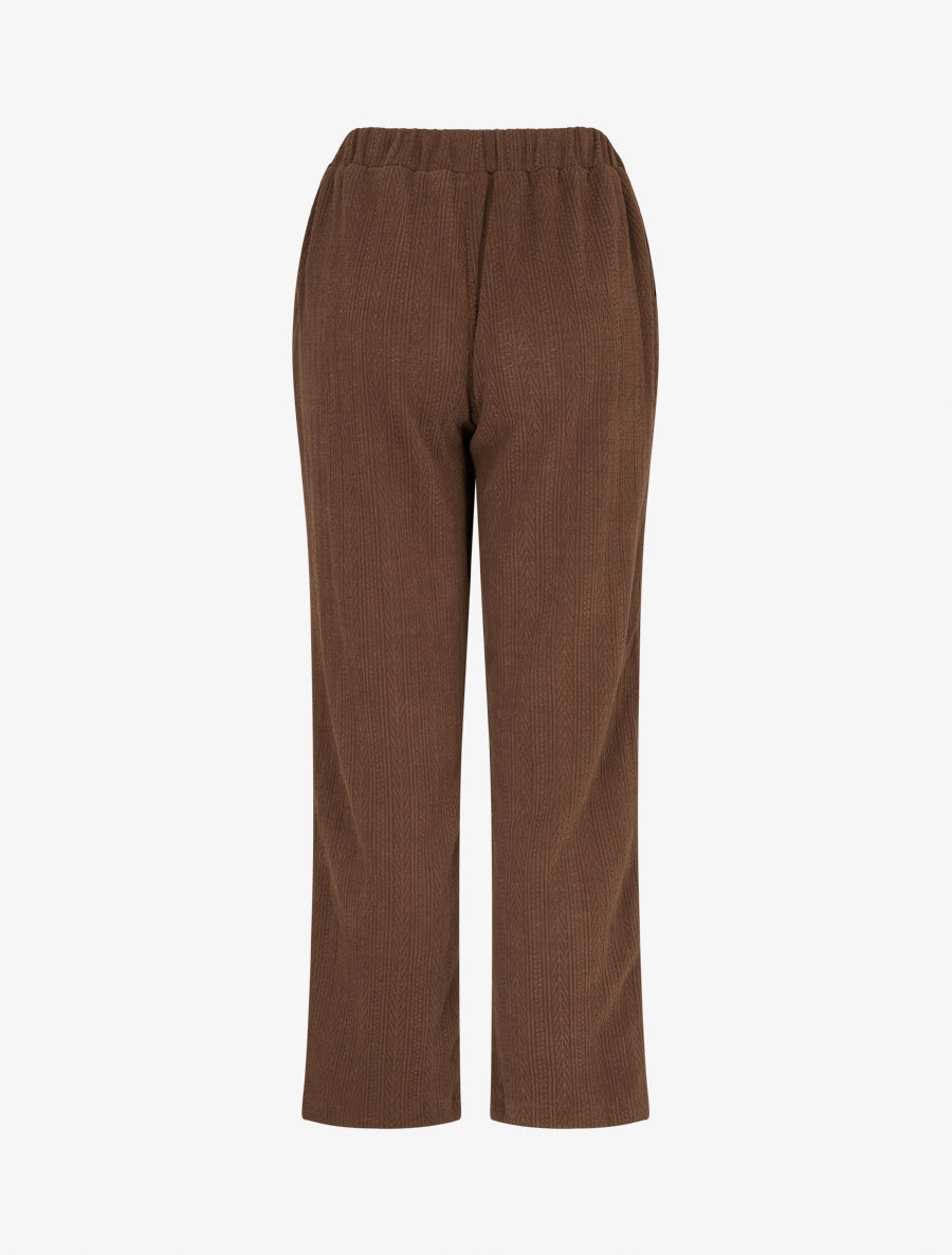 Pantalon droit en velours style maille - Marron - 2