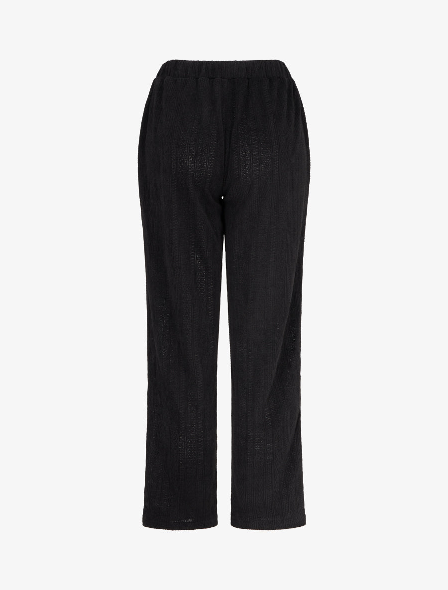 Pantalon droit en velours style maille - Noir - 2