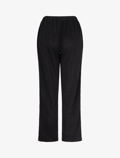 Pantalon droit en velours style maille - Noir - 2