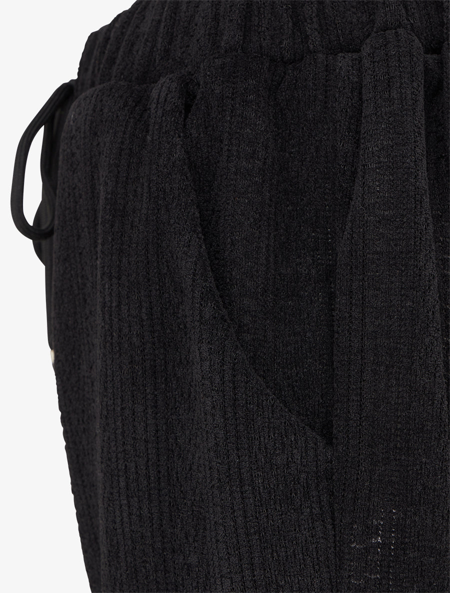 Pantalon droit en velours style maille - Noir - 3