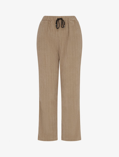 Pantalon droit en velours style maille - Taupe - 1