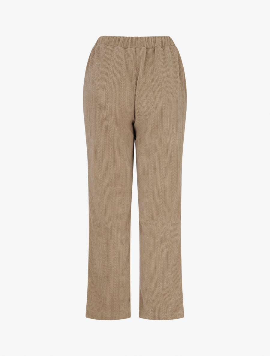 Pantalon droit en velours style maille - Taupe - 2