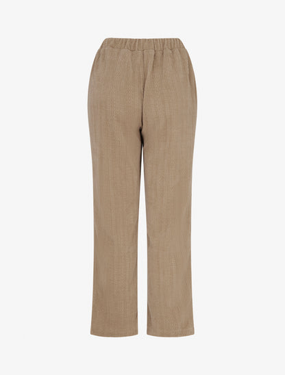 Pantalon droit en velours style maille - Taupe - 2