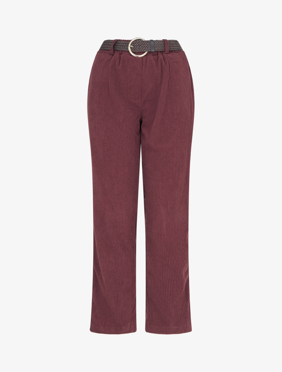 Pantalon droit en velours côtelé - Bordeaux - 1