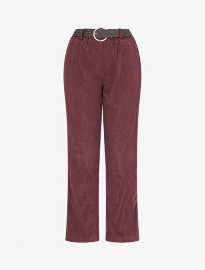 Pantalon droit en velours côtelé - Bordeaux - 1
