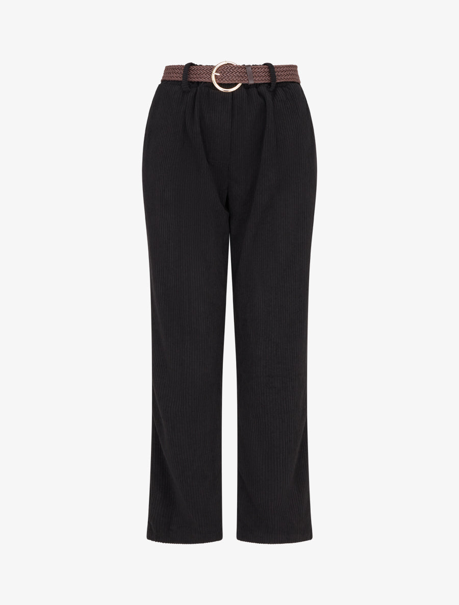 Pantalon droit en velours côtelé - Noir - 1