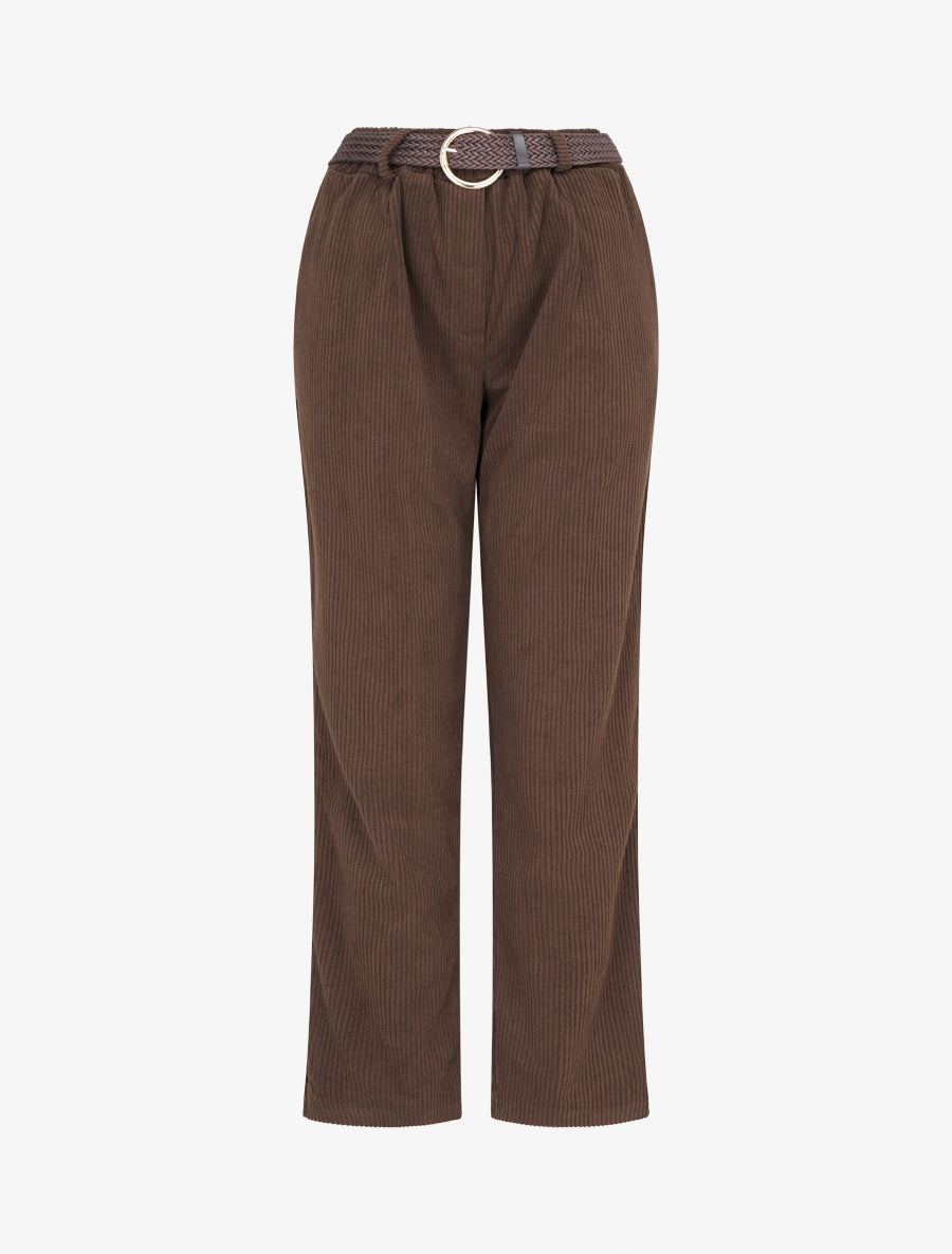 Pantalon droit en velours côtelé - Marron - 1