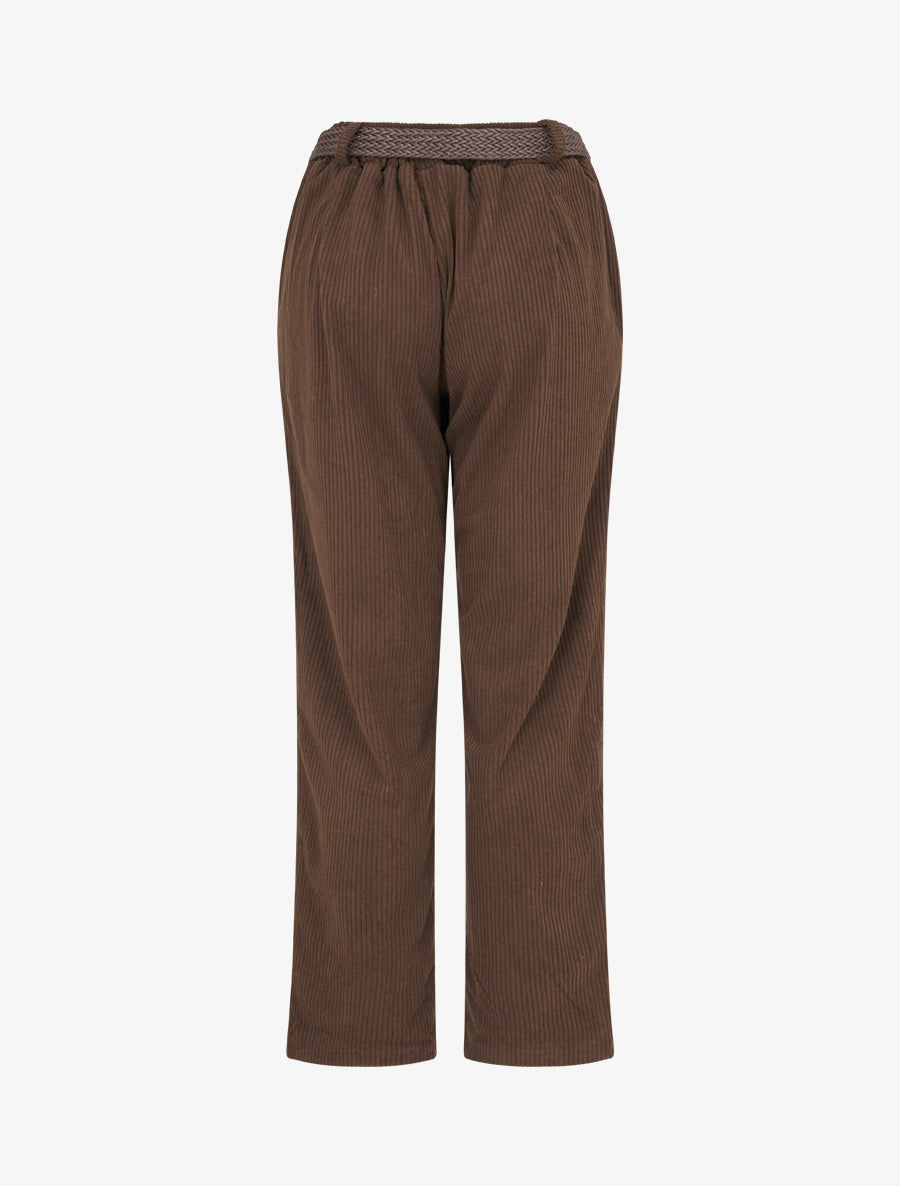 Pantalon droit en velours côtelé - Marron - 2