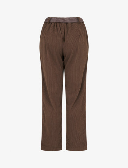 Pantalon droit en velours côtelé - Marron - 2