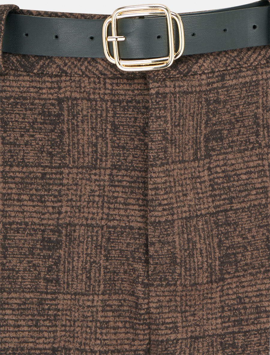 Short à revers et imprimé tartan - Marron - 3