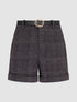 Short à revers et imprimé tartan - Gris - 1
