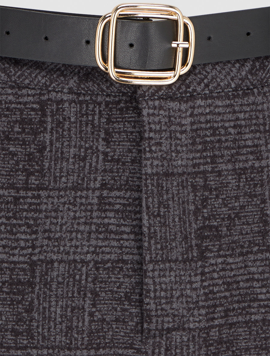 Short à revers et imprimé tartan - Gris - 3