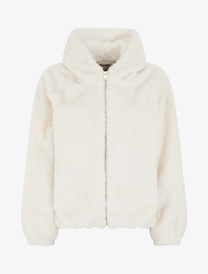 Blouson zippé en fourrure synthétique - Écru - 1